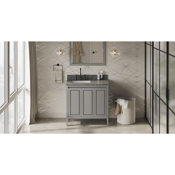 Jeffrey Alexander 36In. Gry Percival Vanity, Left Offset, Boulder Vanity Cultured Mrbl Vanity Top, Undrmnt Rctngl Bowl VKITPER36GRBOR - main